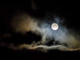 clouds under full moon