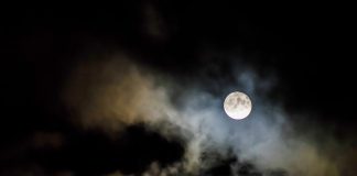 clouds under full moon