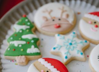 set of delicious homemade gingerbread decorated with traditional christmas symbols