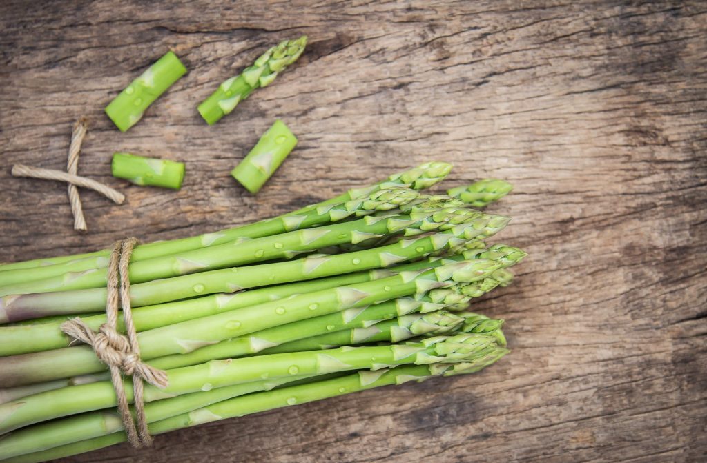 flat lay photography of asparagus