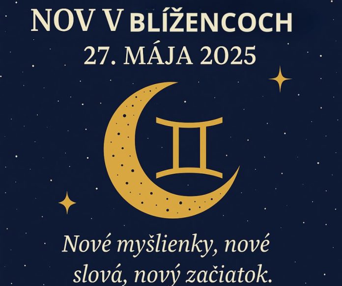 Nov v Blížencoch bude 27. mája 2025. Májový Nov sa spája s komunikáciou, učením, zvedavosťou a myslením. Blíženci sú vzdušné znamenie. Ovláda ich planéta Merkúr, čo im dodáva mentálnu bystrosť, ale aj potrebu prepojiť sa s ostatnými prostredníctvom rozhovorov, písania či nových informácií.