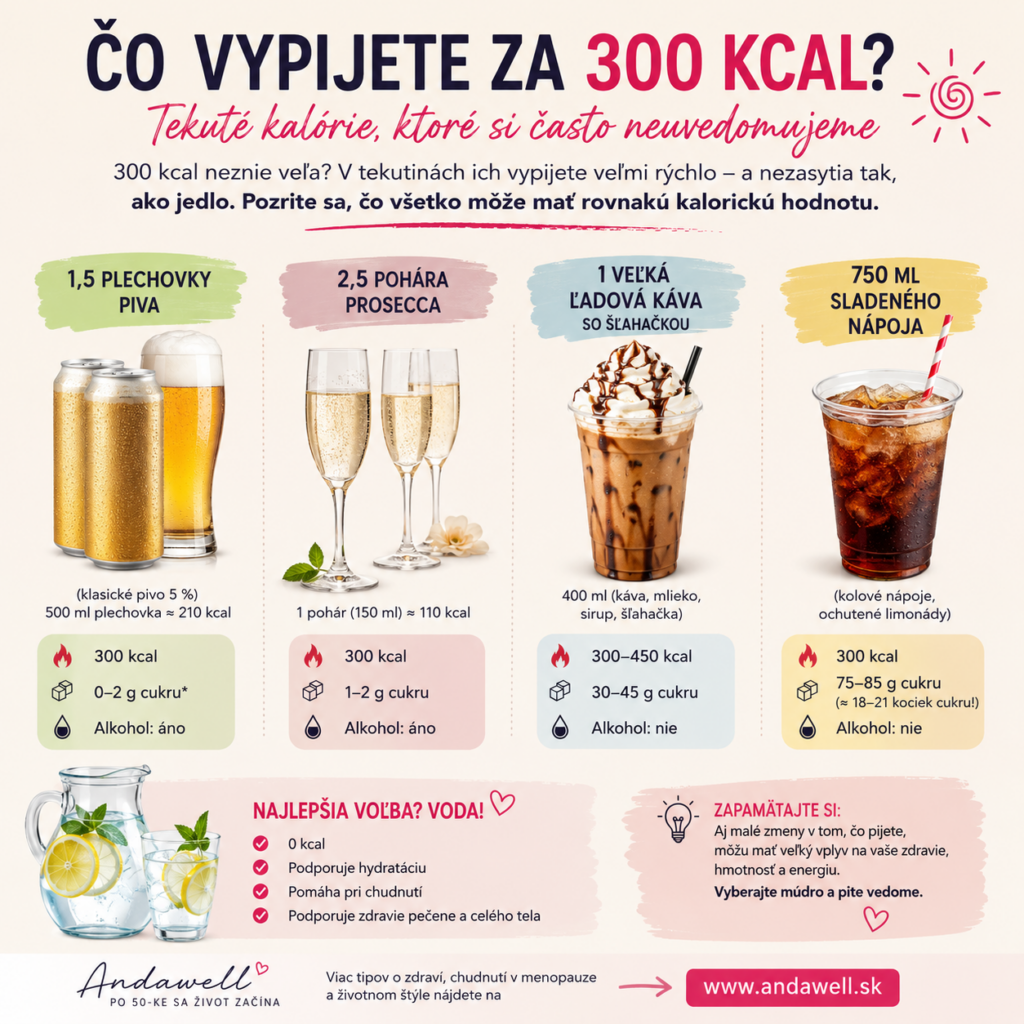Ak chcete podporiť chudnutie v menopauze, zdravie pečene aj srdca, skúste obmedziť tekuté kalórie.