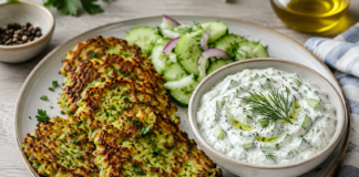 Fit cuketové placky s tzatziki šalátom Ak máte doma cuketu a neviete, čo z nej pripraviť, skúste tento recept. Je bohatý na bielkoviny, zasýti na dlhý čas a hodí sa aj pri chudnutí či počas menopauzy.