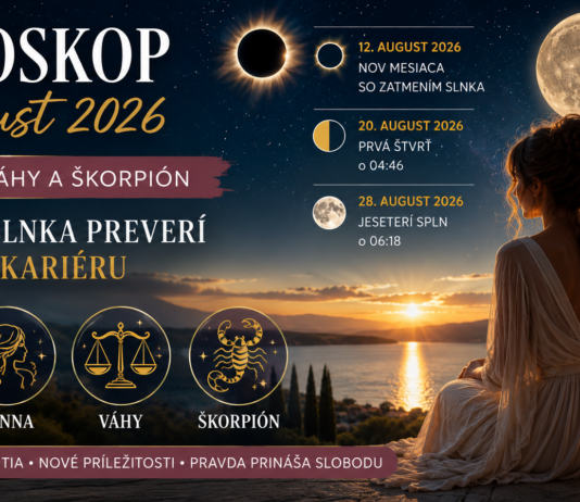Horoskop na august 2026. Lev, Panna, Váhy a Škorpión. Veľké zatmenie Slnka preverí vzťahy aj kariéru Druhá polovica znamení zverokruhu vstupuje do augusta s energiou, ktorá nebude ponechávať veľa priestoru na váhanie. Horoskop na august 2026 naznačuje, že udalosti okolo 12. augusta, keď nastane nov Mesiaca spojený so zatmením Slnka, môžu priniesť osudové stretnutia, nečakané pracovné ponuky aj zásadné rozhodnutia vo vzťahoch.