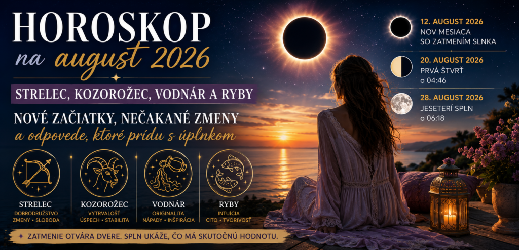 Prvá štvrť Mesiaca 20. augusta preverí, či ste pripravení konať, a jeseterí spln 28. augusta prinesie odpovede na otázky, ktoré vás sprevádzali celé leto. Je čas dôverovať sebe aj svojej intuícii.