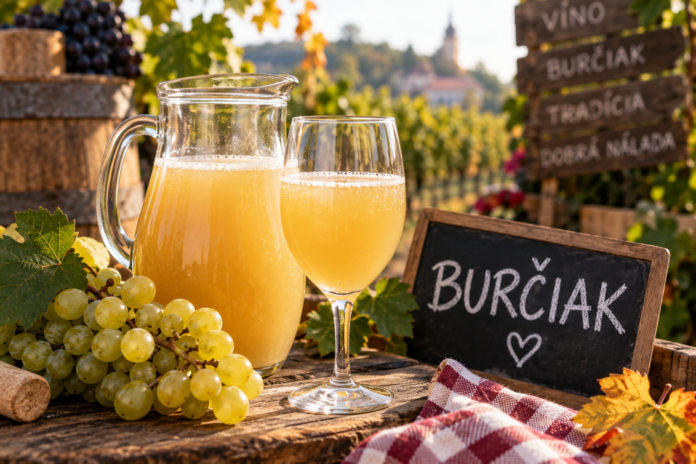 Burčiak. Sladký, jemne perlivý, zakalený nápoj, ktorý chutí trochu ako hroznový džús, trochu ako mladé víno. A práve preto môže byť zradný.
